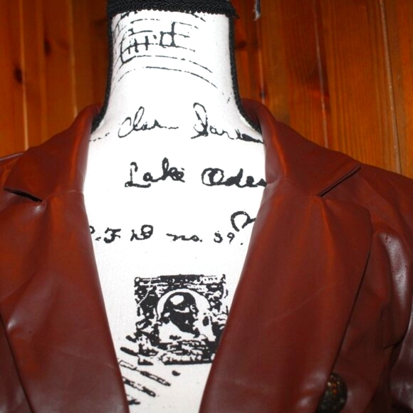 Ashley Stweart Brown Fau Leather Jacket Size 10/12 NWT - Picture 4 of 8